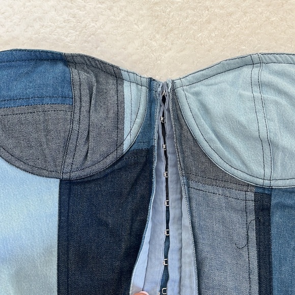 Valeria Corset Top in Denim Patchwork - Picture 4 of 4